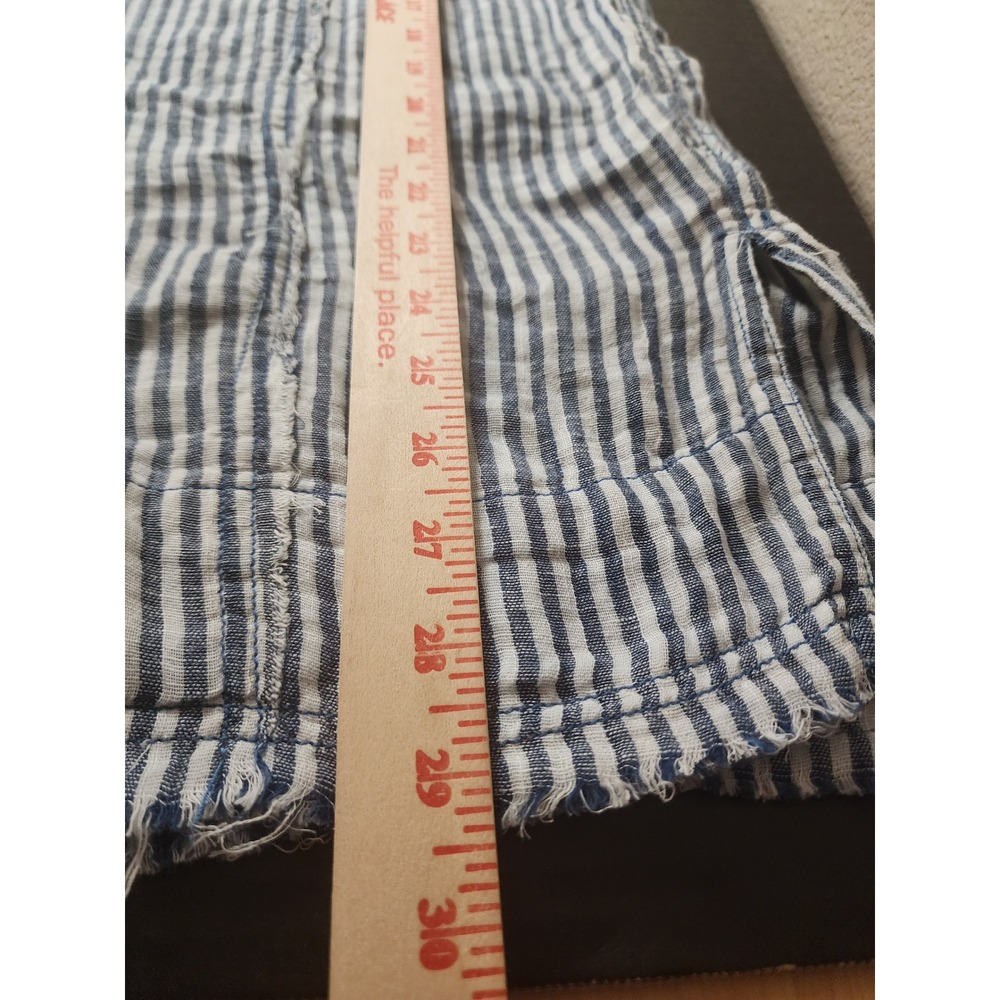 We The Free Free People Blue White Striped Linen Blend Button Down Shirt XL - Picture 6 of 9